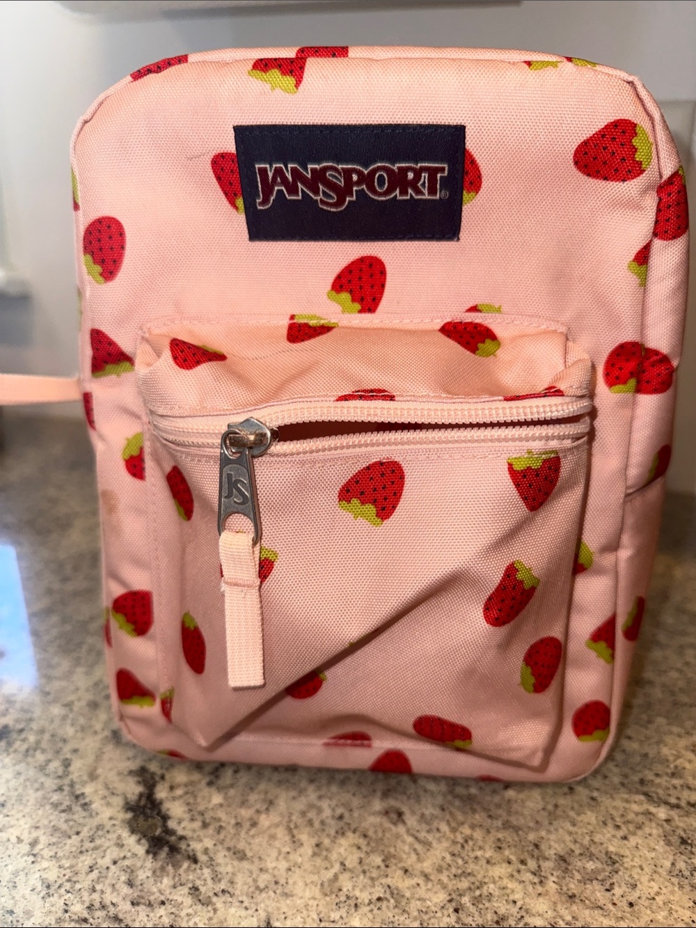 Jansport Pink lunchbox with Strawberry Print
